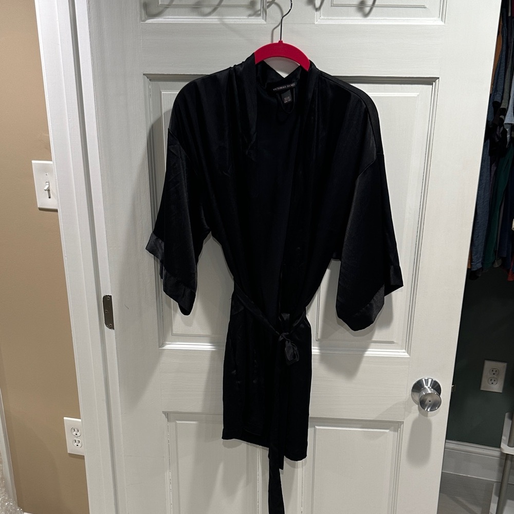 Victoria's Secret Black Satin Robe